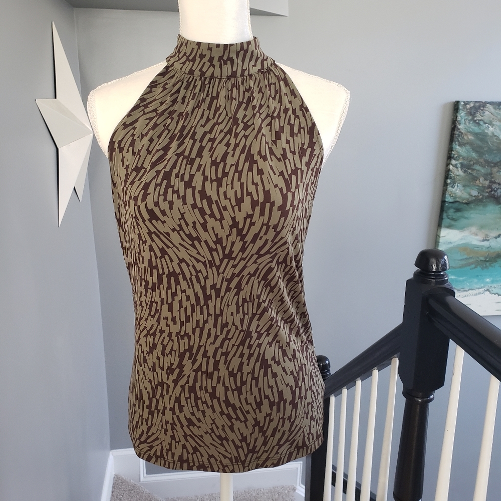 Michael Kors Sleeveless Blouse Brown Army Green